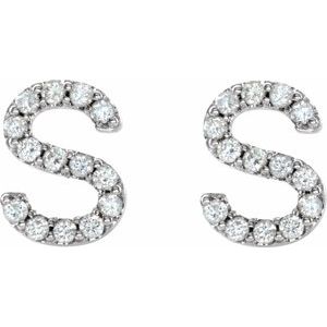 14K White Gold 1/8 CTW Natural Diamond Initial S Earrings – image 2