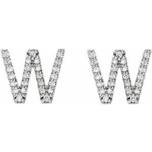 Sterling Silver 1/6 CTW Natural Diamond Initial W Earrings – image 2