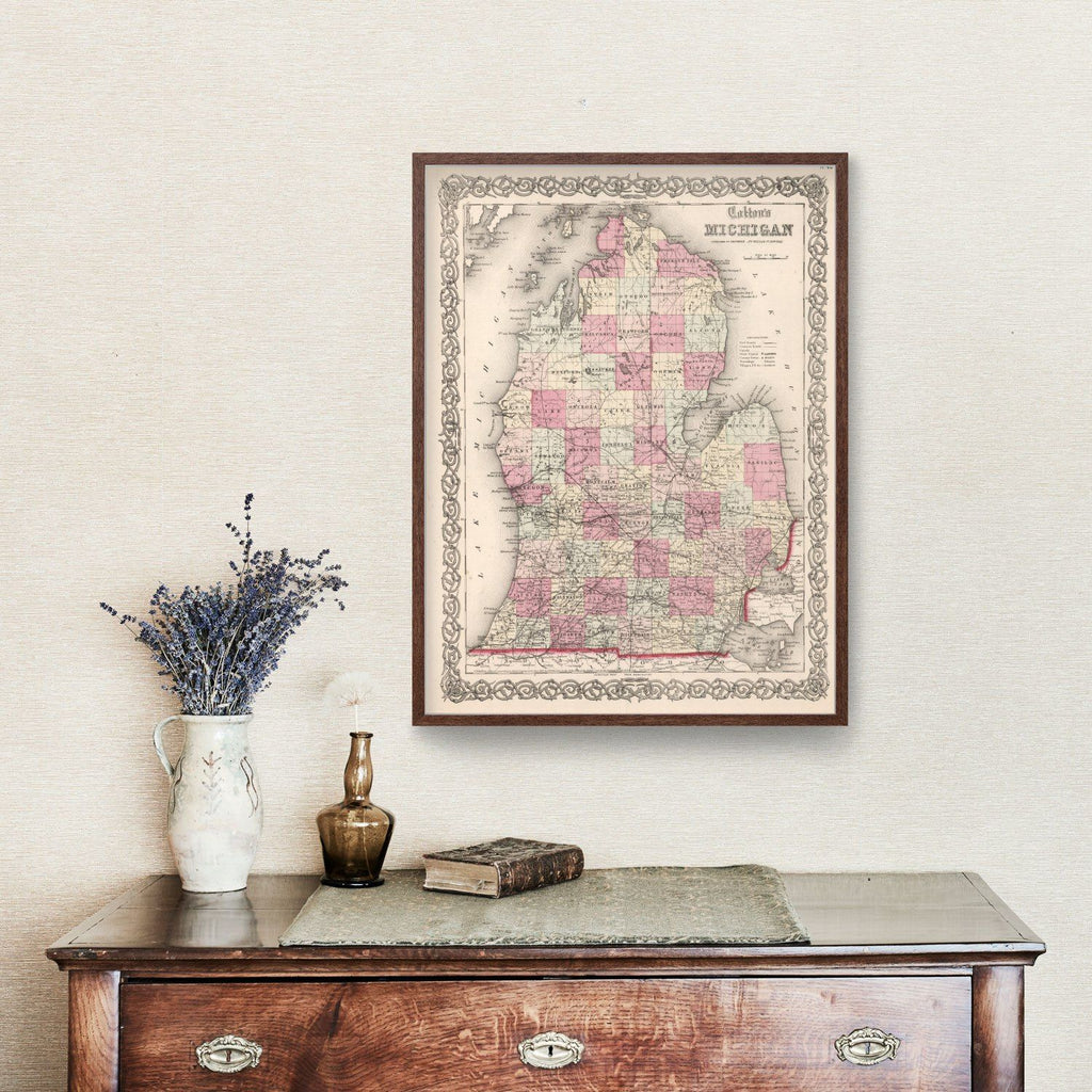 Vintage Map of Michigan 1861