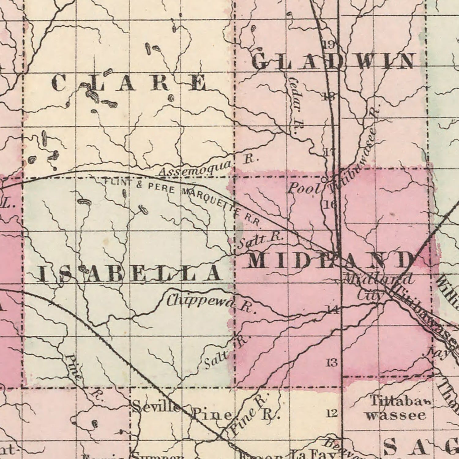 Vintage Map of Michigan 1861