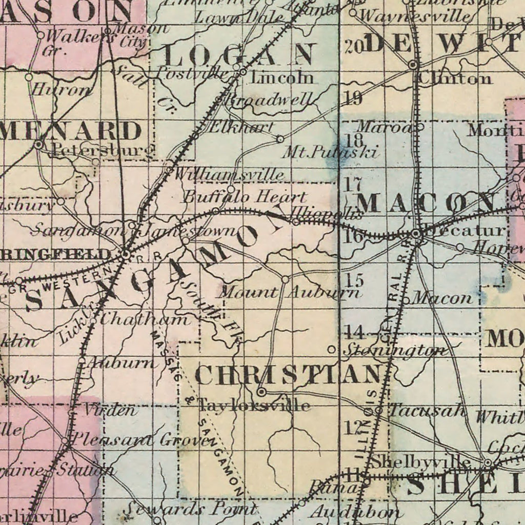 Vintage Map of Illinois 1861