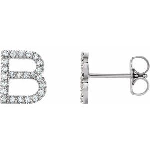 14K White Gold .08 CTW Natural Diamond Initial B Earring