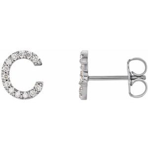 Accented Initial Stud Earrings