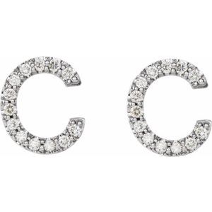 Accented Initial Stud Earrings