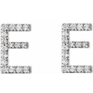 Platinum 1/8 CTW Natural Diamond Initial E Earrings