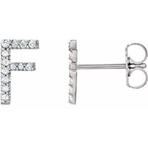 Platinum .05 CTW Natural Diamond Initial F Earring