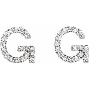Platinum 1/8 CTW Natural Diamond Initial G Earrings – image 2