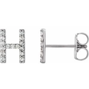 Accented Initial Stud Earrings