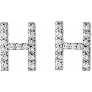 Platinum 1/8 CTW Natural Diamond Initial H Earrings