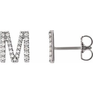 Platinum .07 CTW Natural Diamond Initial M Earring