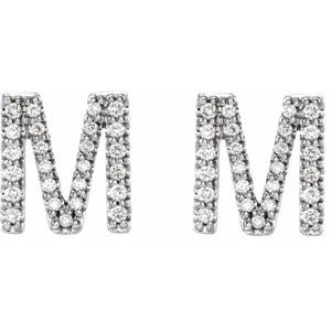 14K White Gold 1/5 CTW Natural Diamond Initial M Earrings – image 2