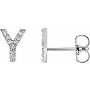 14K White Gold .07 CTW Natural Diamond Initial Y Earrings