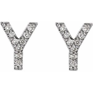 14K White Gold .07 CTW Natural Diamond Initial Y Earrings – image 2