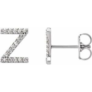 Sterling Silver 1/8 CTW Natural Diamond Initial Z Earrings