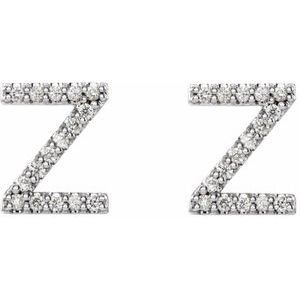 14K White Gold 1/8 CTW Natural Diamond Initial Z Earrings – image 2
