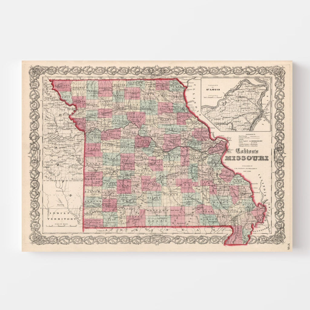 Vintage Map of Missouri 1861