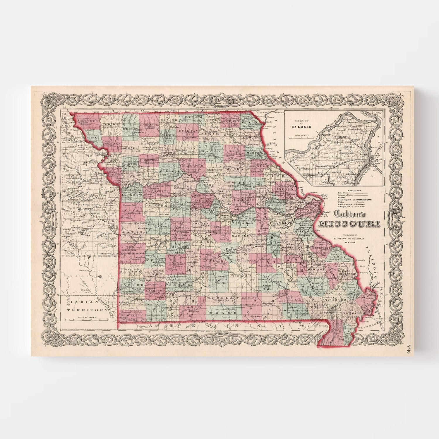 Vintage Map of Missouri 1861