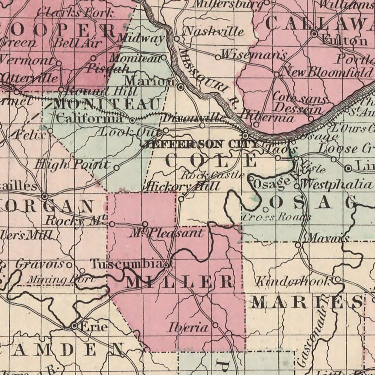 Vintage Map of Missouri 1861