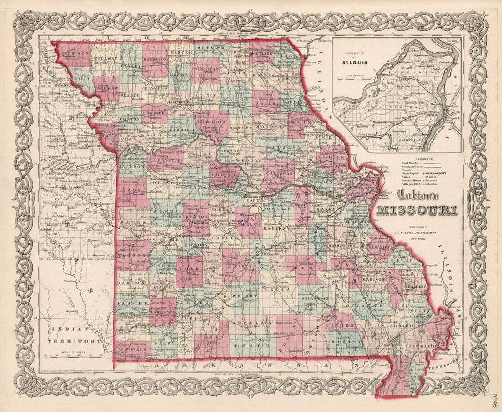 Vintage Map of Missouri 1861