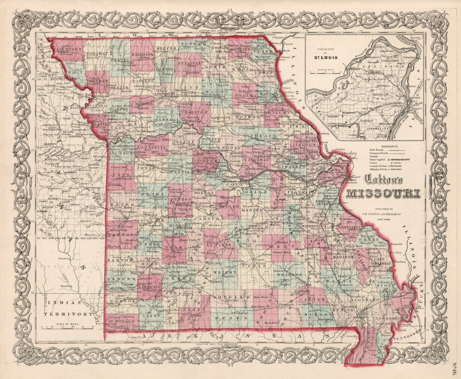 Vintage Map of Missouri 1861