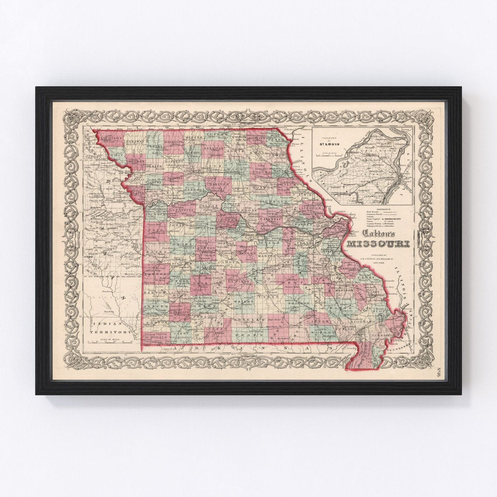 Vintage Map of Missouri 1861