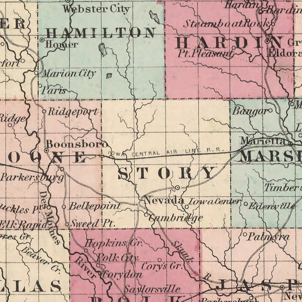 Vintage Map of Iowa 1861