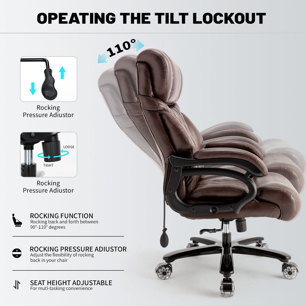 600LBS Big and Tall Office Chair for Heavy People, Extra Wide Seat and Adjustable Lumbar, Heavy Duty Executive Chair with High Back, Large Computer Desk Chair Comfortable for Home Office