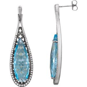 14K Yellow Gold Accented Teardrop Earring Mounting