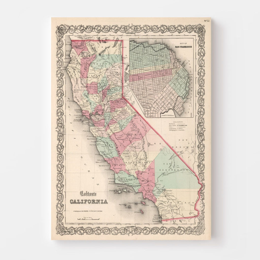 Vintage Map of California 1861