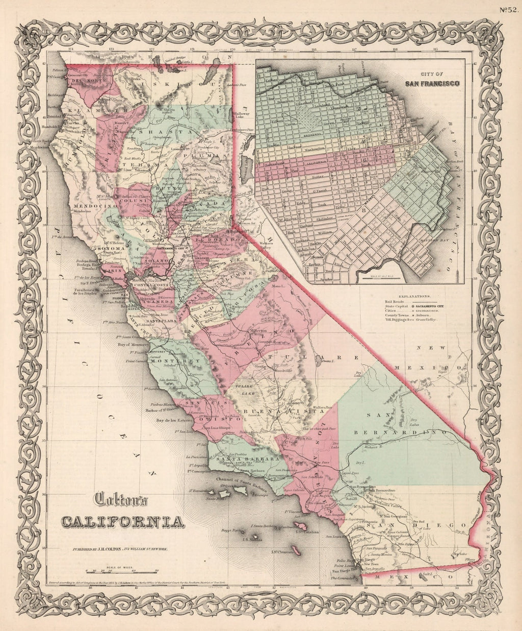 Vintage Map of California 1861
