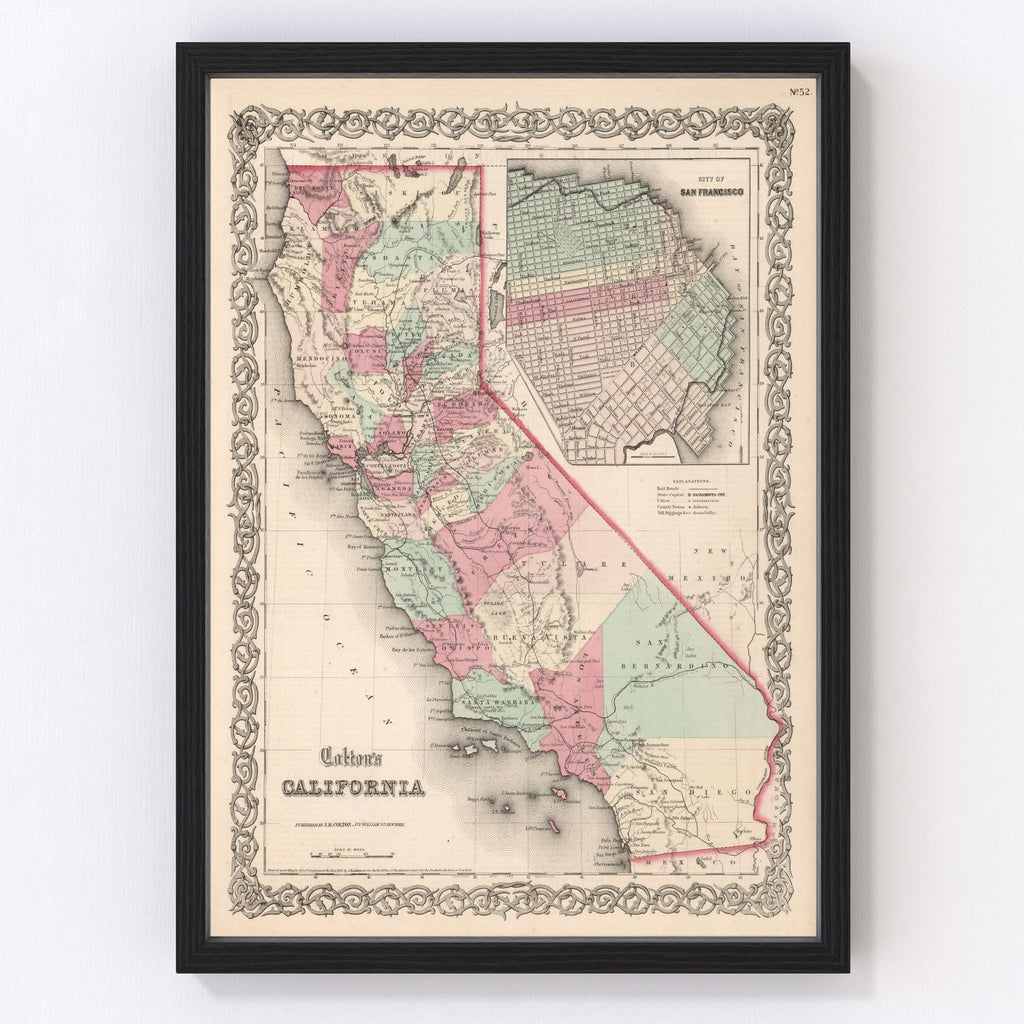 Vintage Map of California 1861