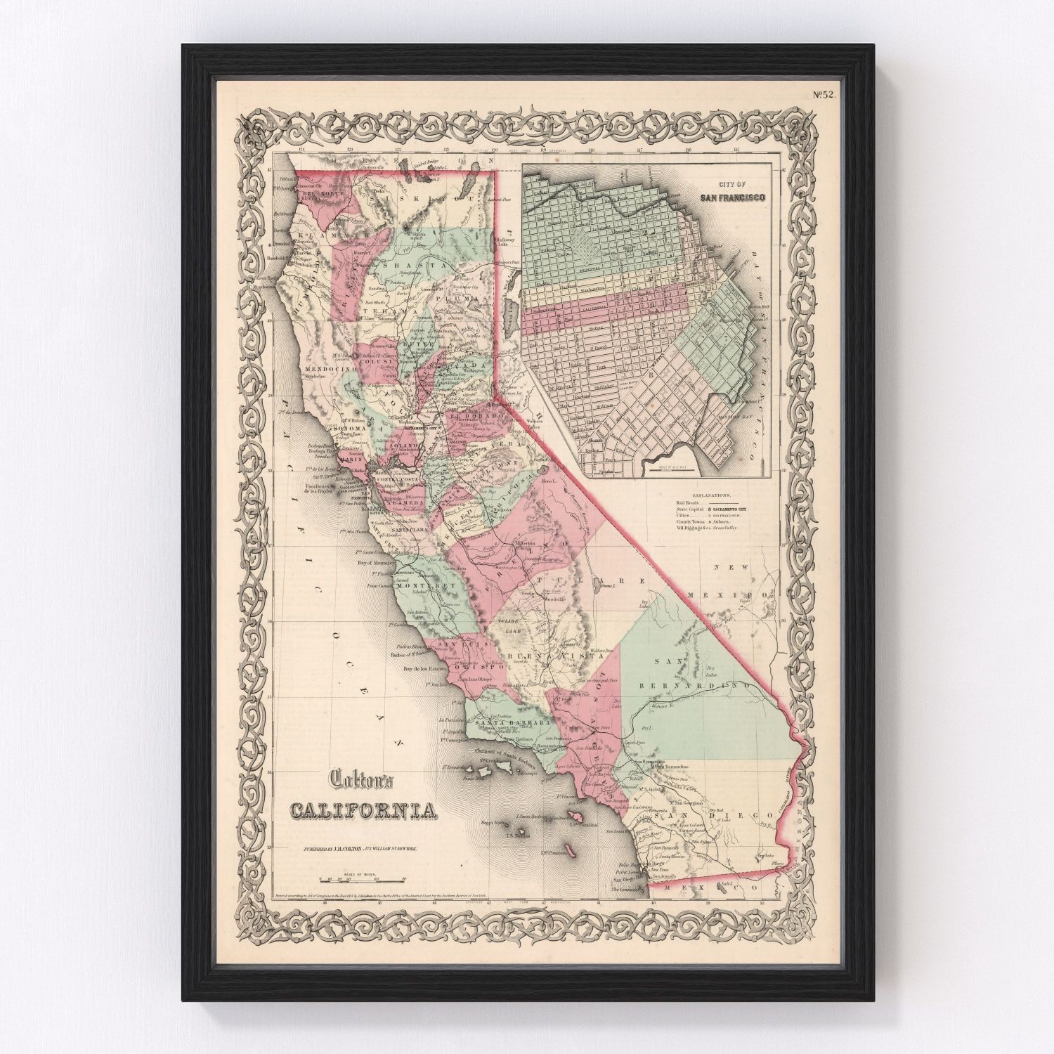 Vintage Map of California 1861