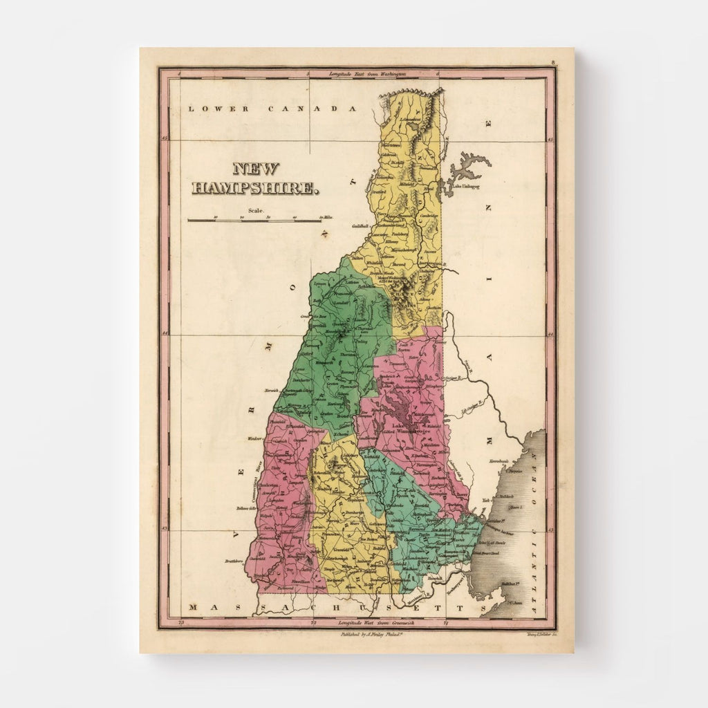 Vintage Map of New Hampshire 1824