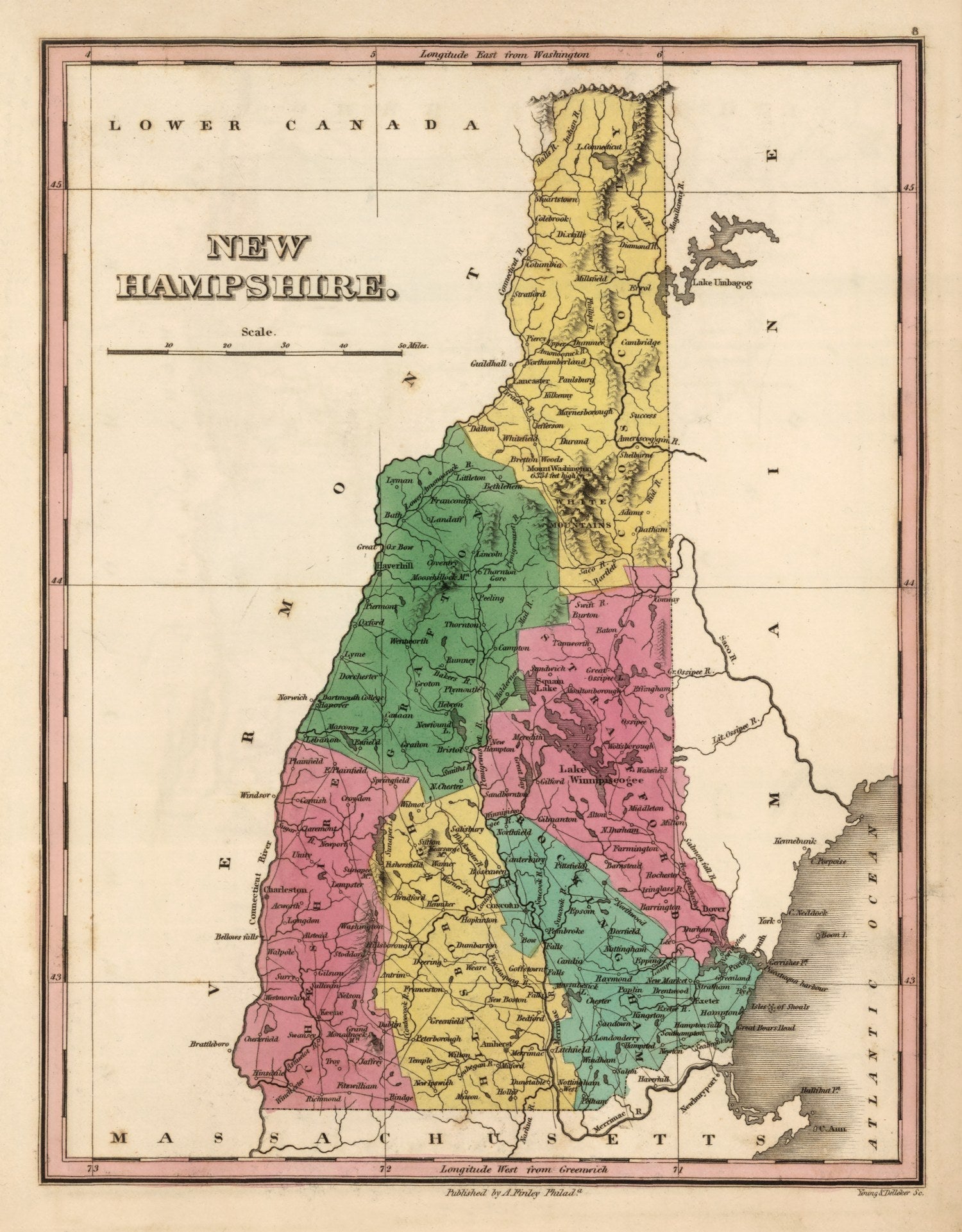 Vintage Map of New Hampshire 1824