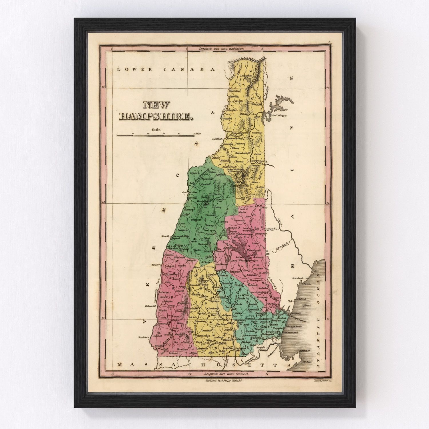 Vintage Map of New Hampshire 1824