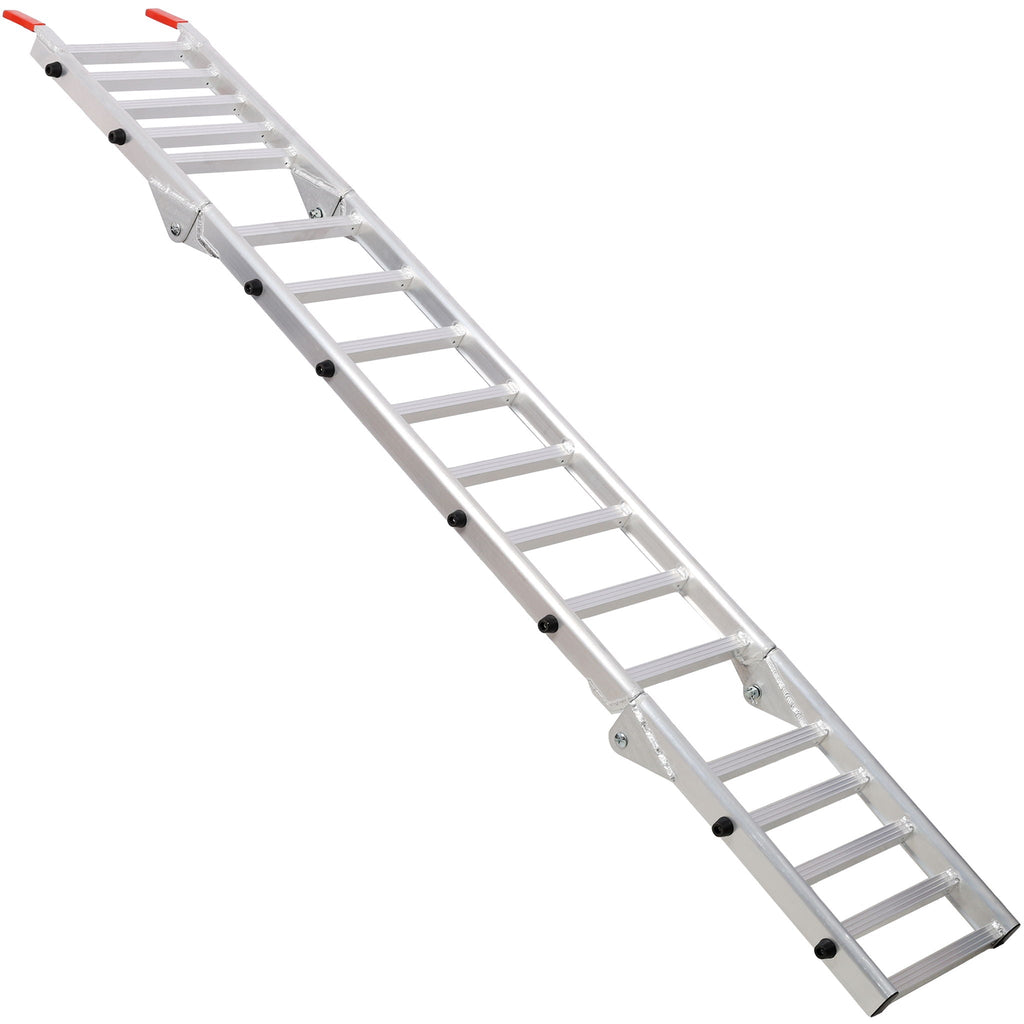 Ramp For Motorcycle / Lawn Mower / ATV, 2 In 1 Ramp And Tailgate Extender - Silver