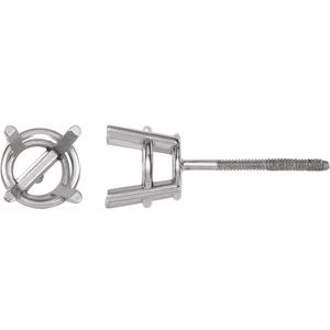 10K White Gold 5.5 mm Round 4-Prong Lightweight Earring Mounting