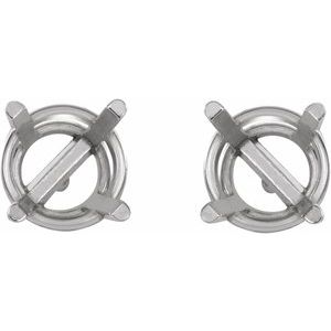 Palladium 6 mm Round 4-Prong Lightweight Earring Mounting – image 2