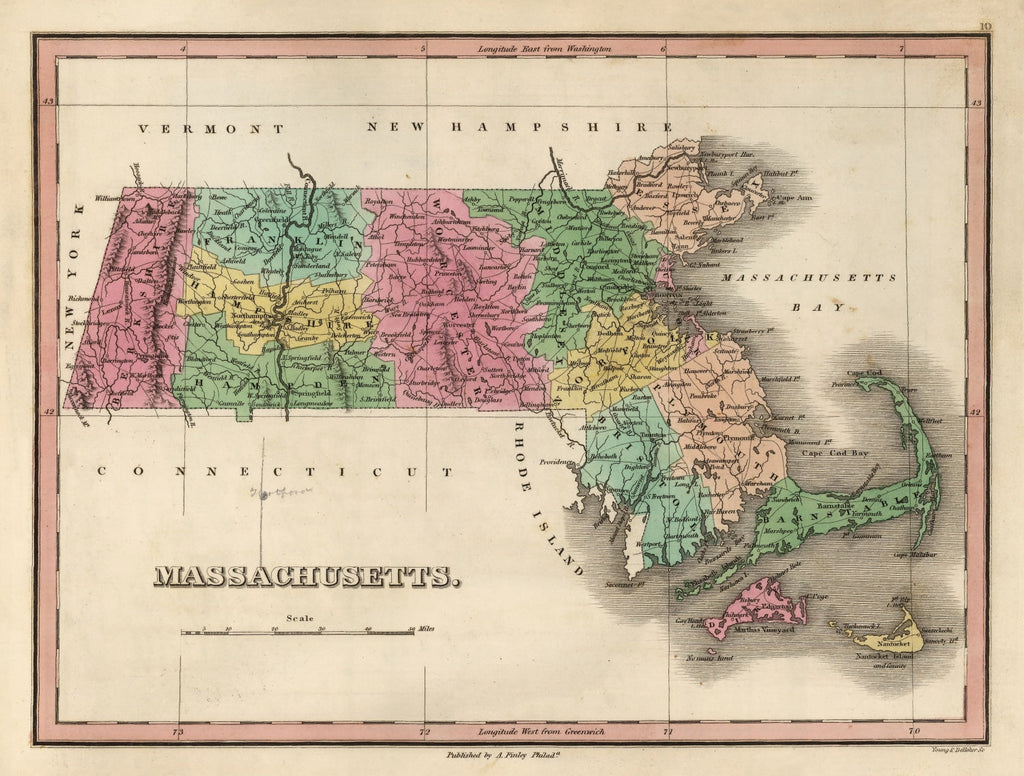 Vintage Map of Massachusetts 1824
