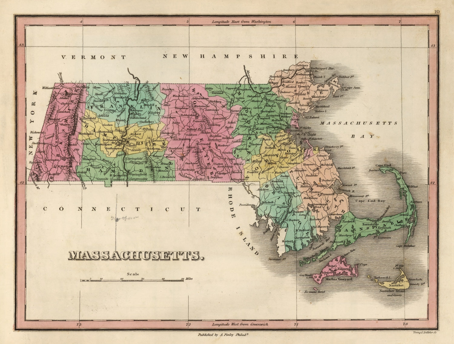 Vintage Map of Massachusetts 1824