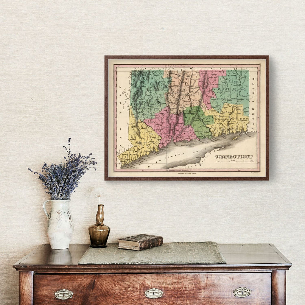 Vintage Map of Connecticut 1824