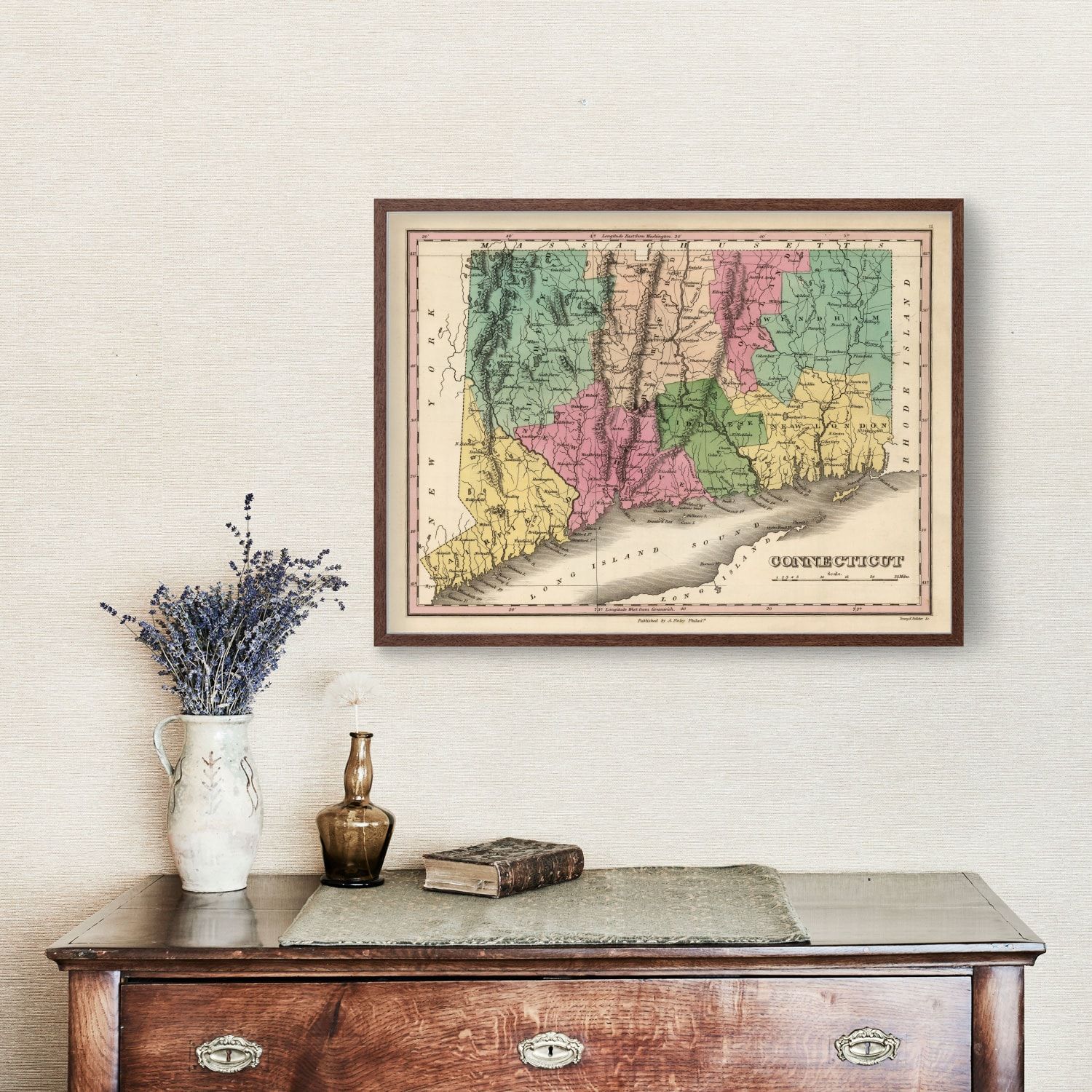 Vintage Map of Connecticut 1824