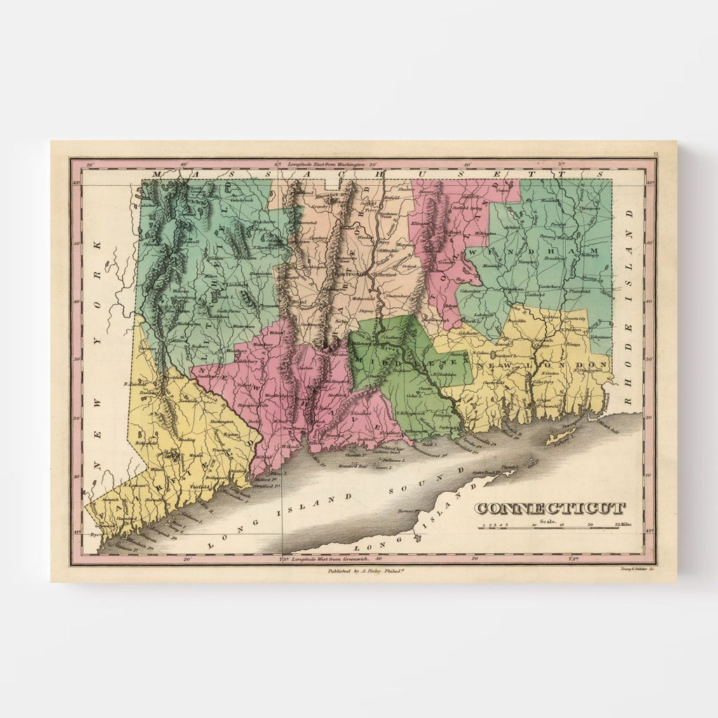 Vintage Map of Connecticut 1824