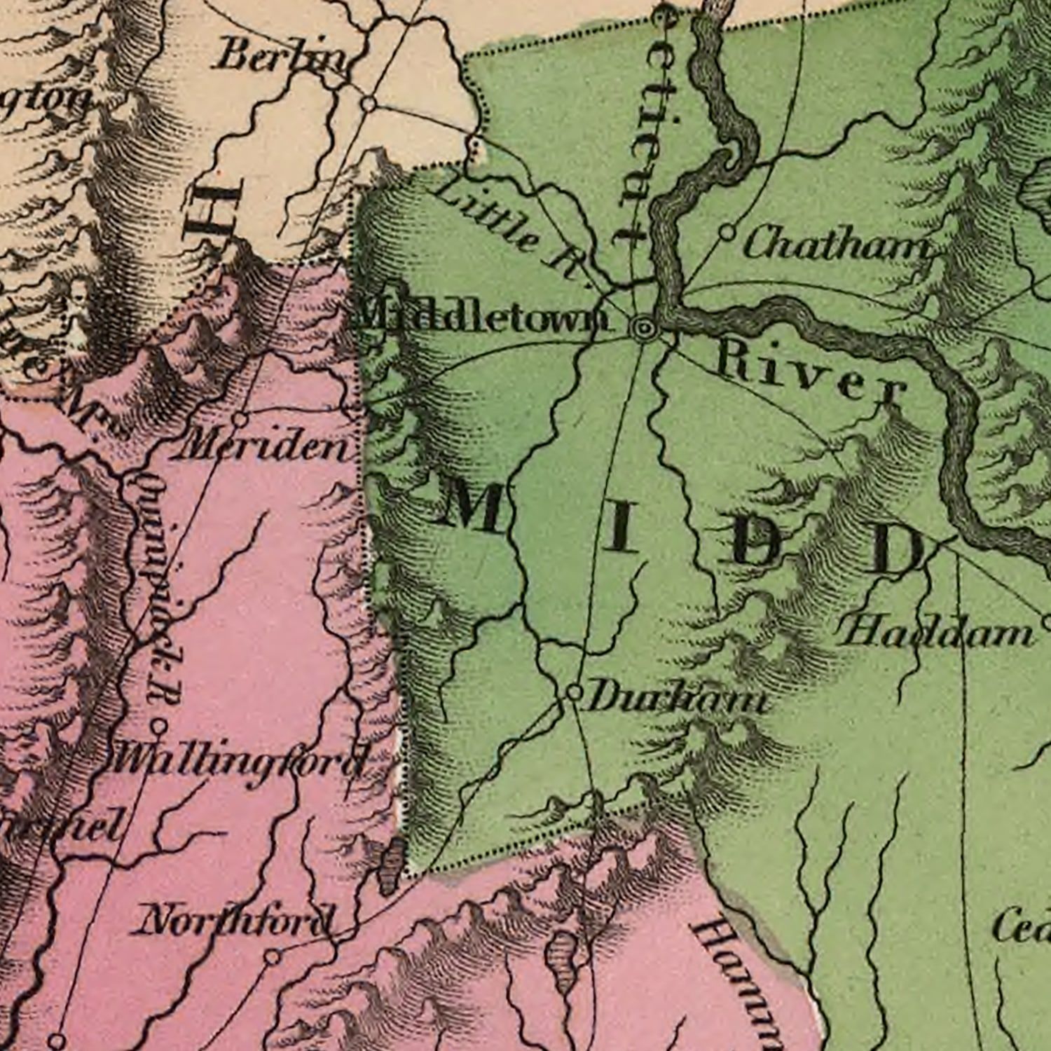 Vintage Map of Connecticut 1824