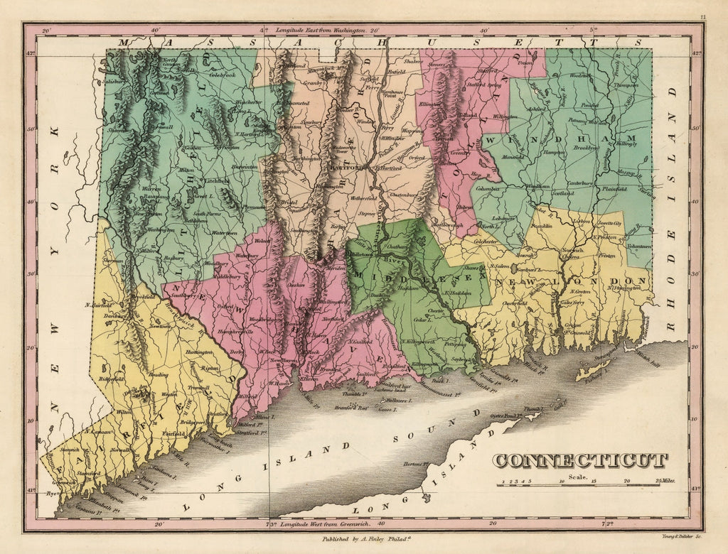 Vintage Map of Connecticut 1824