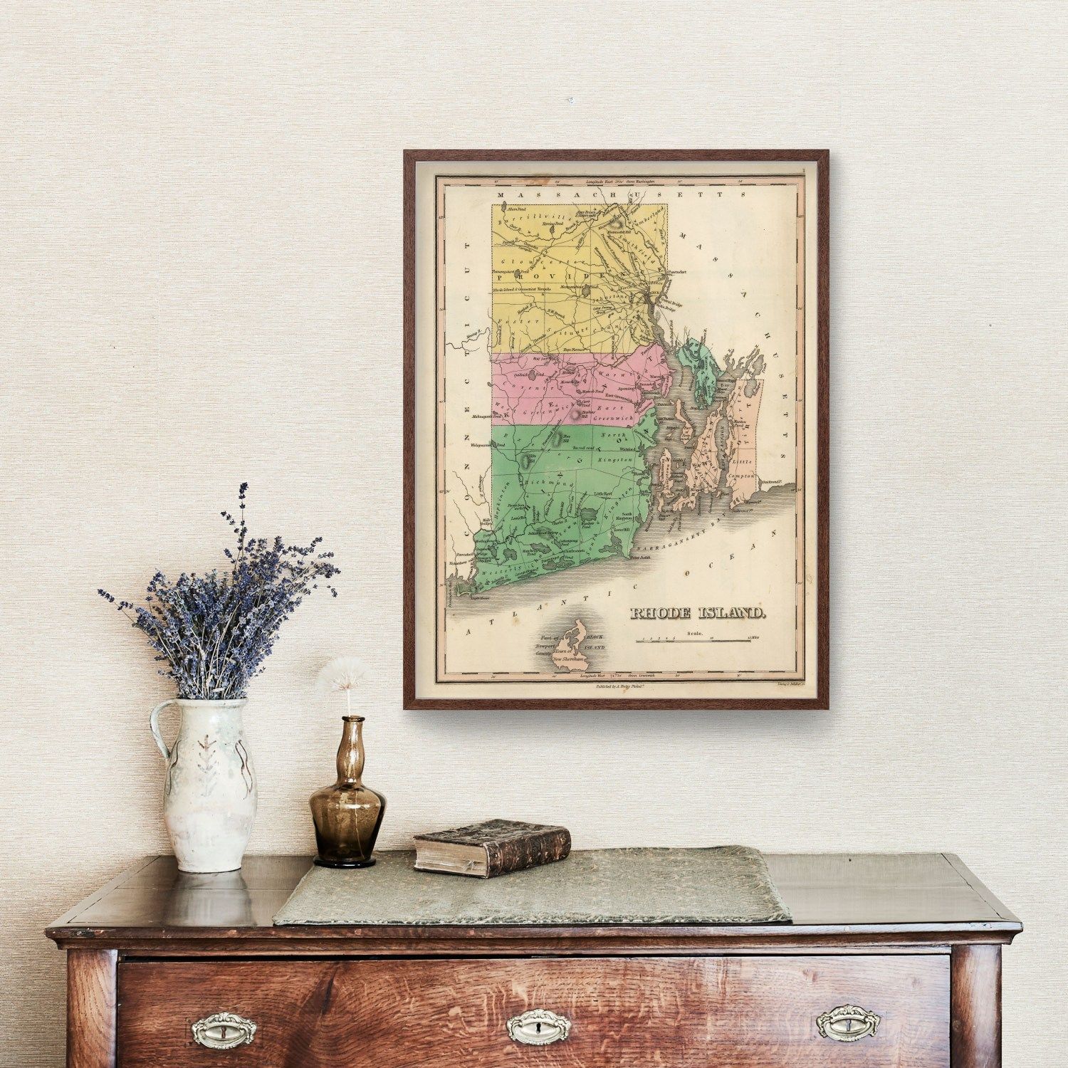 Vintage Map of Rhode Island 1824