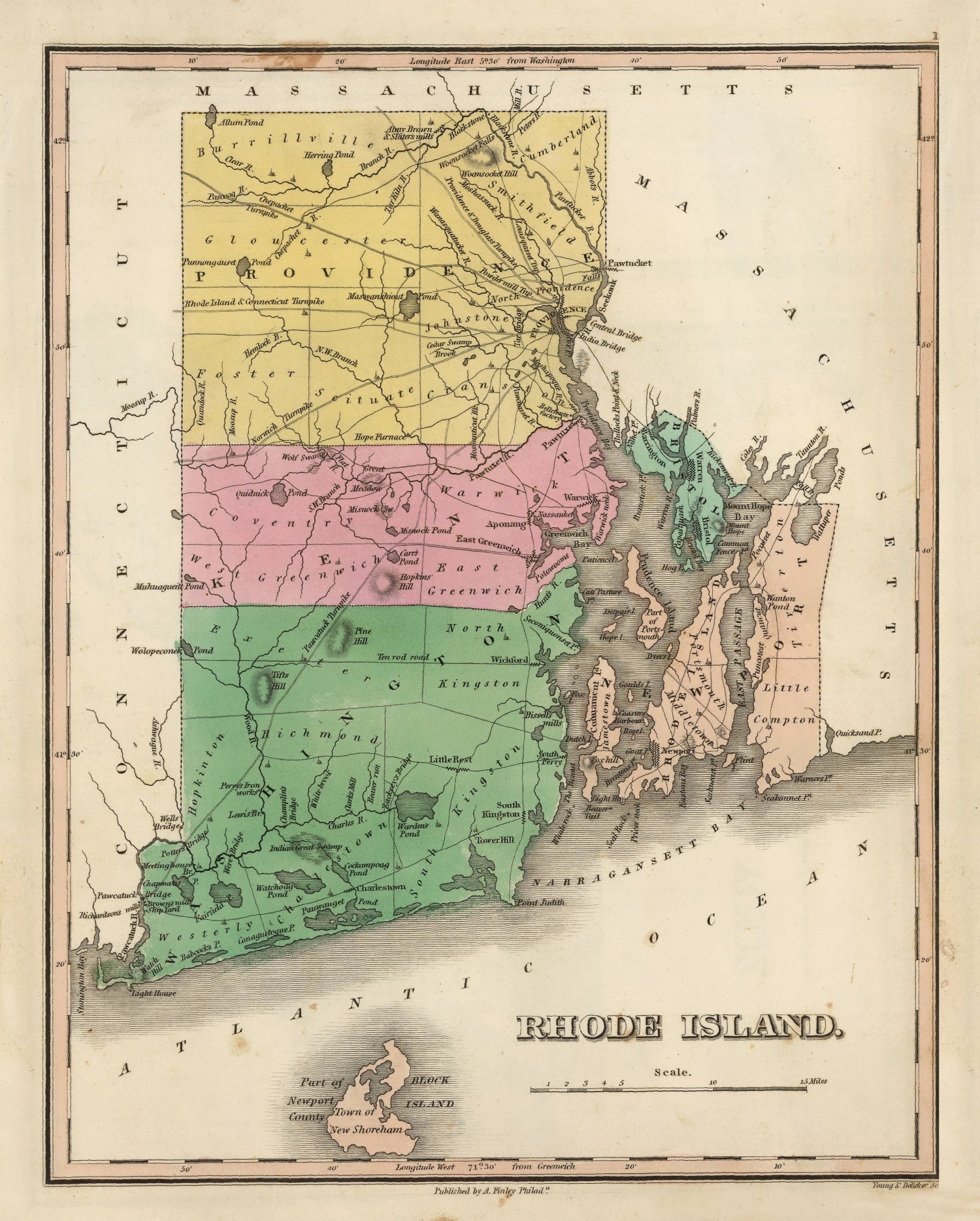 Vintage Map of Rhode Island 1824
