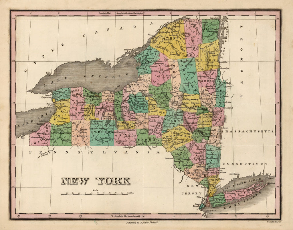 Vintage Map of New York 1824