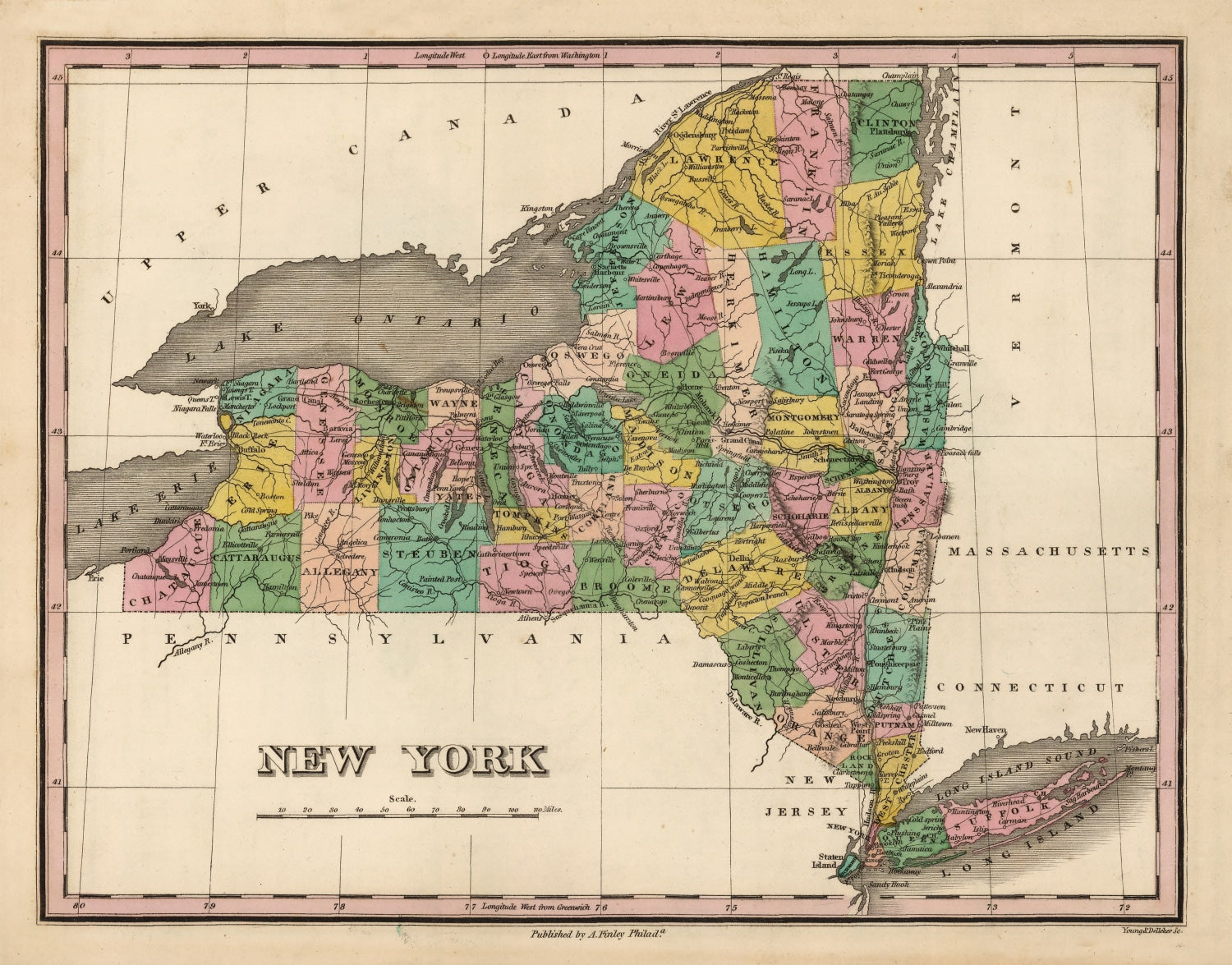 Vintage Map of New York 1824