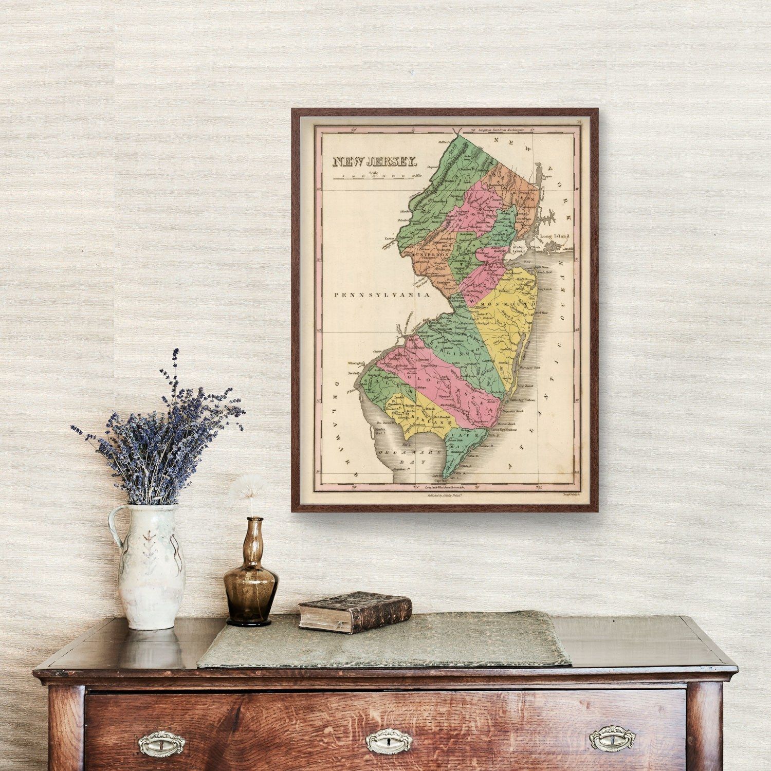Vintage Map of New Jersey 1824
